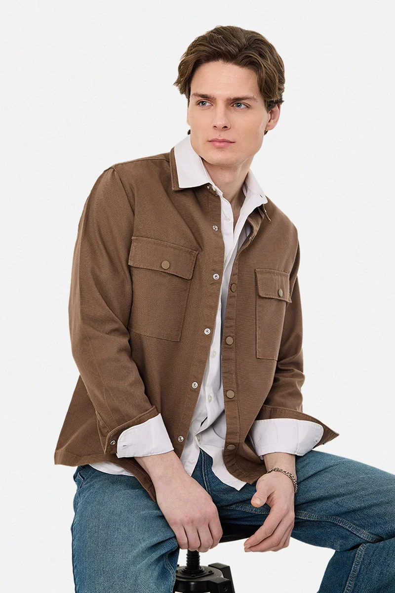 سنيتش Snap Button Double Pocket Overshirt